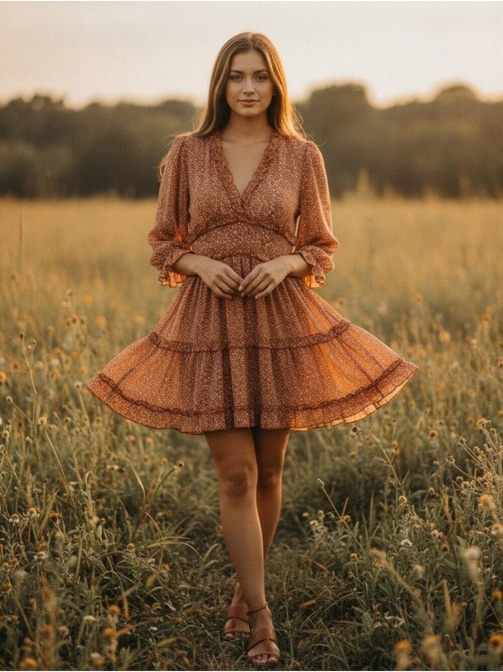 She & Sky V-Neck Dress Large - Picture 6 of 6